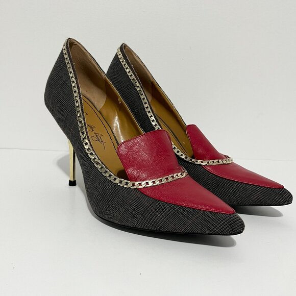 ABS Allen Schwartz Womens Bianka Houndstooth Stiletto Pumps 8 Statement Runway - Picture 1 of 12